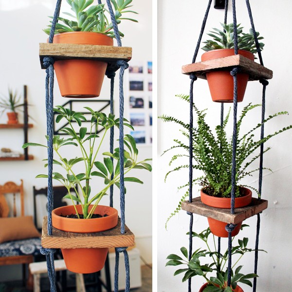 Làm vườn treo trong nhà độc đáo từ những miếng gỗ thừa
